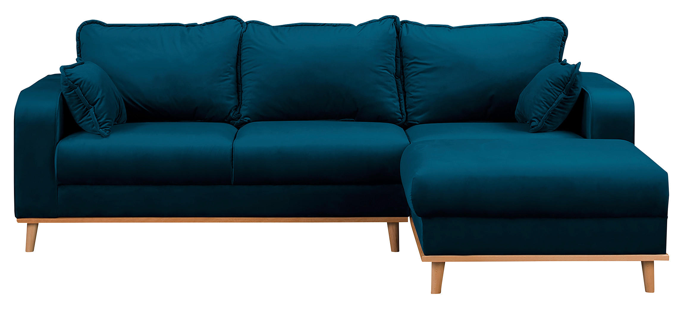 ECKSOFA Beata Blau Mikrofaser  - Wengefarben/Blau, Design, Holz/Textil (230/150cm) - Livetastic