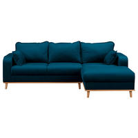 ECKSOFA Mikrofaser Blau  - Wengefarben/Blau, Design, Holz/Textil (230/150cm) - Livetastic