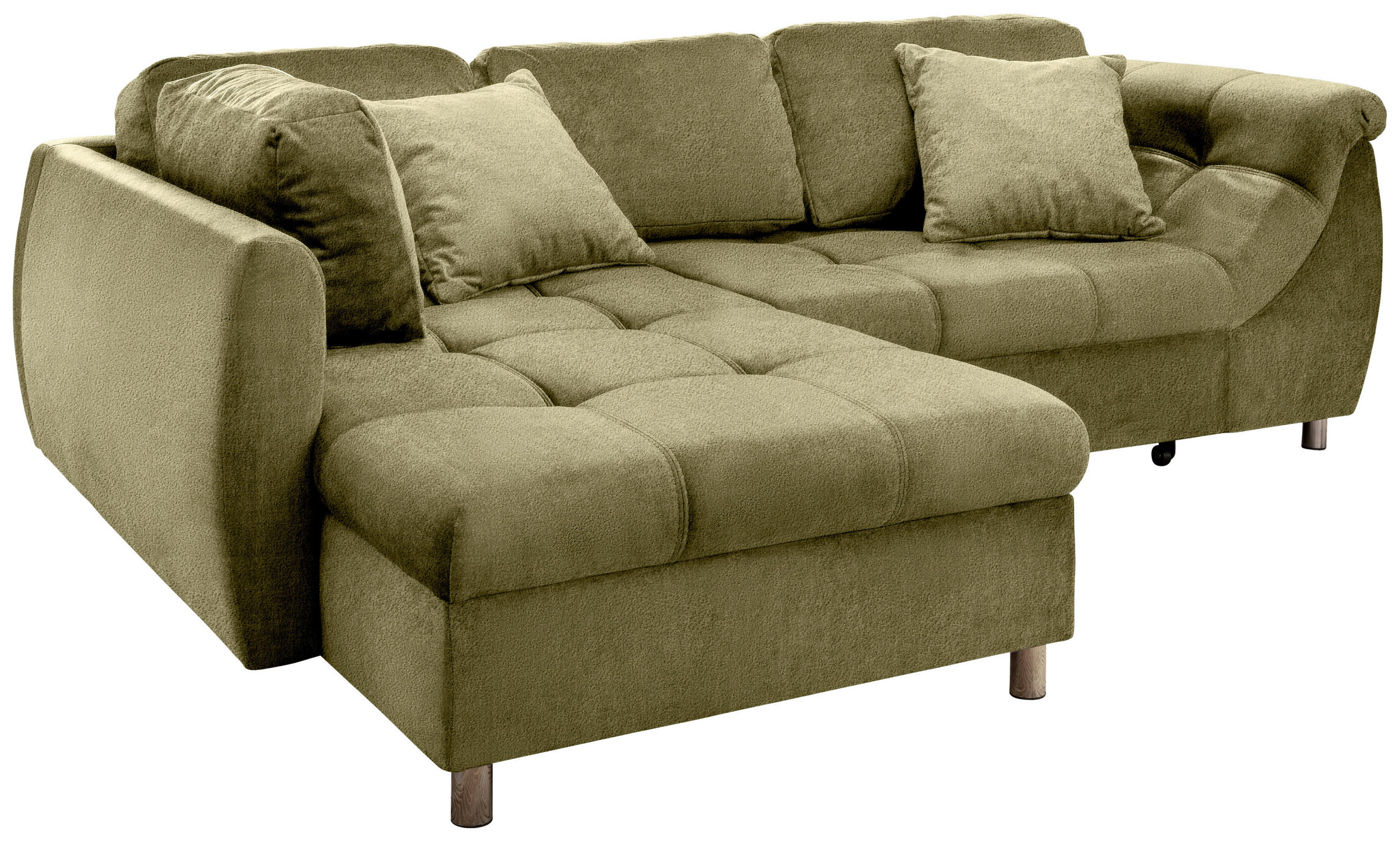 HÖRNBÄDDSOFFA i textil grön  - grön/kromfärg, Modern, metall/textil (190/250cm) - Livetastic