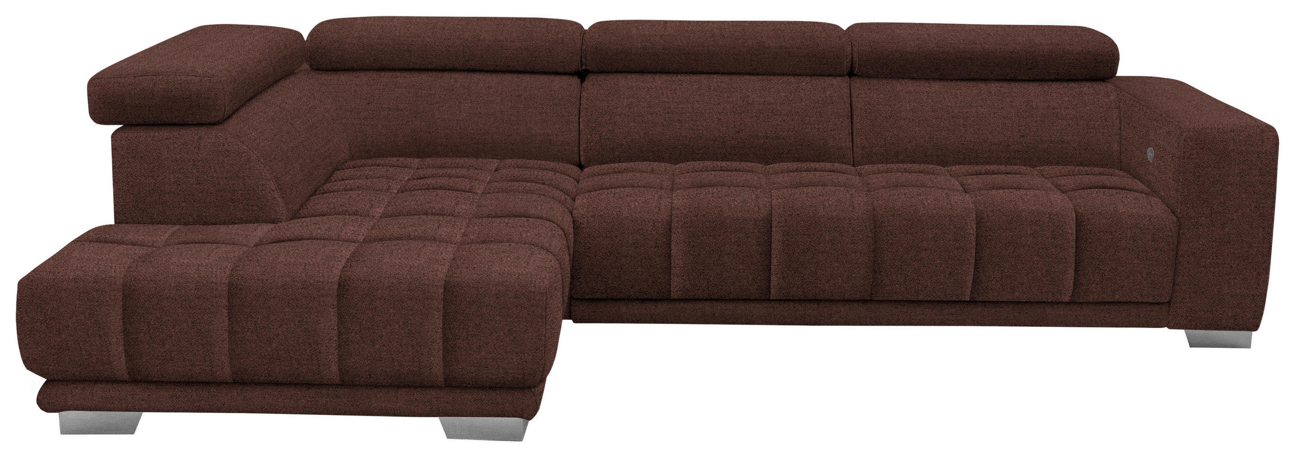ECKSOFA in Chenille Braun  - Chromfarben/Braun, Design, Textil (207/301cm) - Xora