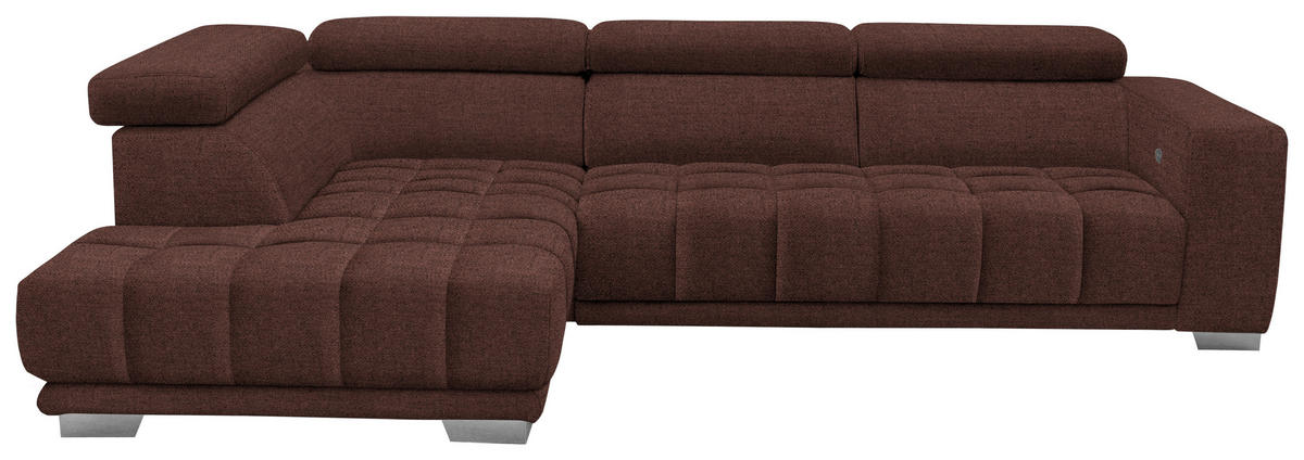 ECKSOFA in Chenille Braun  - Chromfarben/Braun, Design, Textil (207/301cm) - Xora