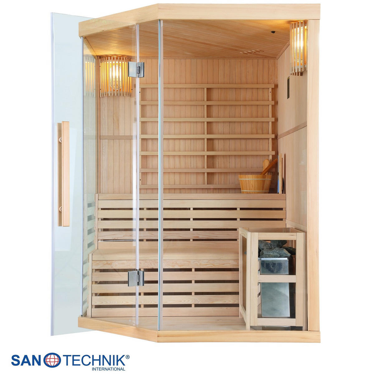 SAUNA für 3 Personen  - Basics, Holz (150/200/150cm)