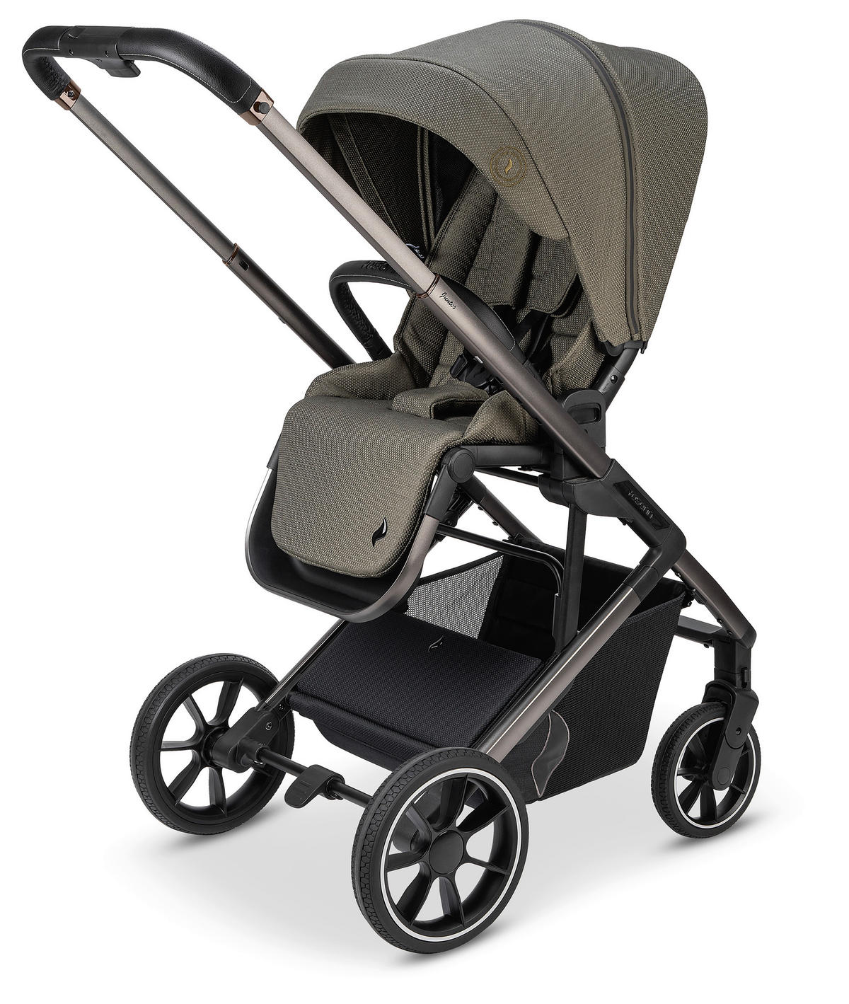 KOMBIKINDERWAGEN  Juntos  Teak  - Olivgrün, Basics (84/97,5/53,5cm) - Osann