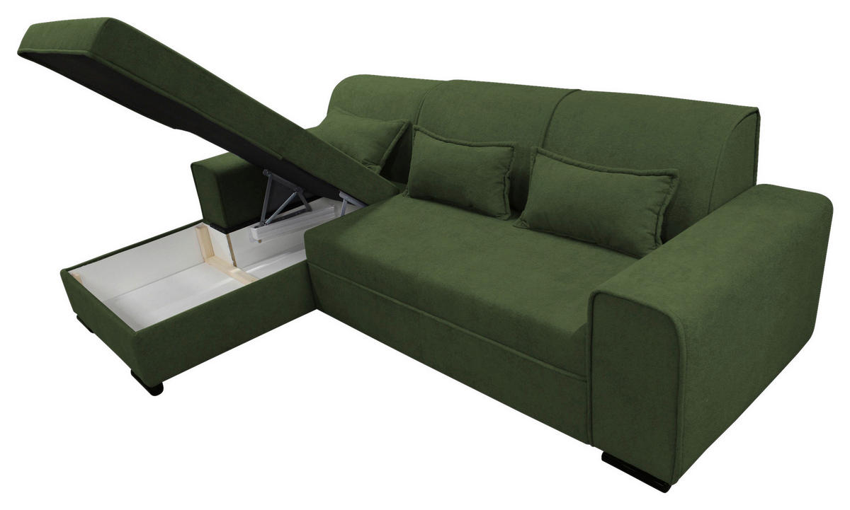 ECKSOFA Grün Struktur, Bouclé  - Schwarz/Grün, Design, Kunststoff/Textil (175/270cm) - MID.YOU