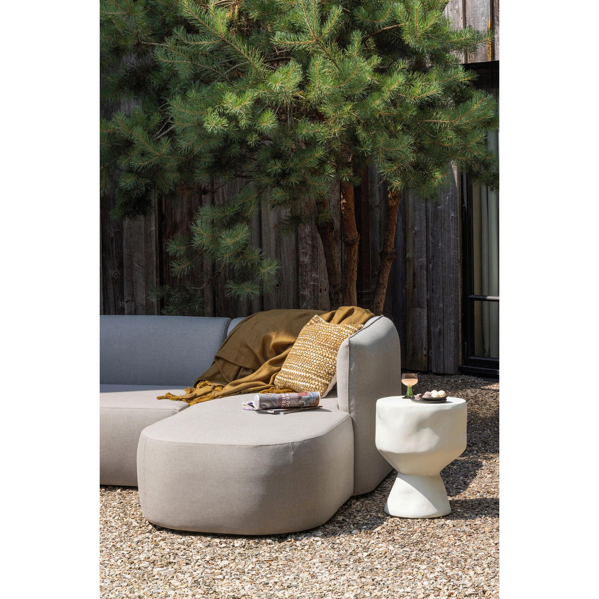 LOUNGEGARNITUR 258/168 cm Aluminium  - Sandfarben, MODERN, Textil/Metall (258/168cm) - Livetastic