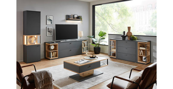 SIDEBOARD in 160/83,8/40,4 cm - Schwarz/Eiche Artisan, KONVENTIONELL, Holzwerkstoff/Metall (160/83,8/40,4cm) - Hom`in