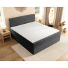BOXSPRINGBETT 180/200 cm,  in Dunkelgrau, gepolstertes Kopfteil, Bettkasten, Topper, Matratzen, H2 + H3 = mittel + fest  - Dunkelgrau/Schwarz, KONVENTIONELL, Kunststoff/Textil (180/200cm) - Chameo