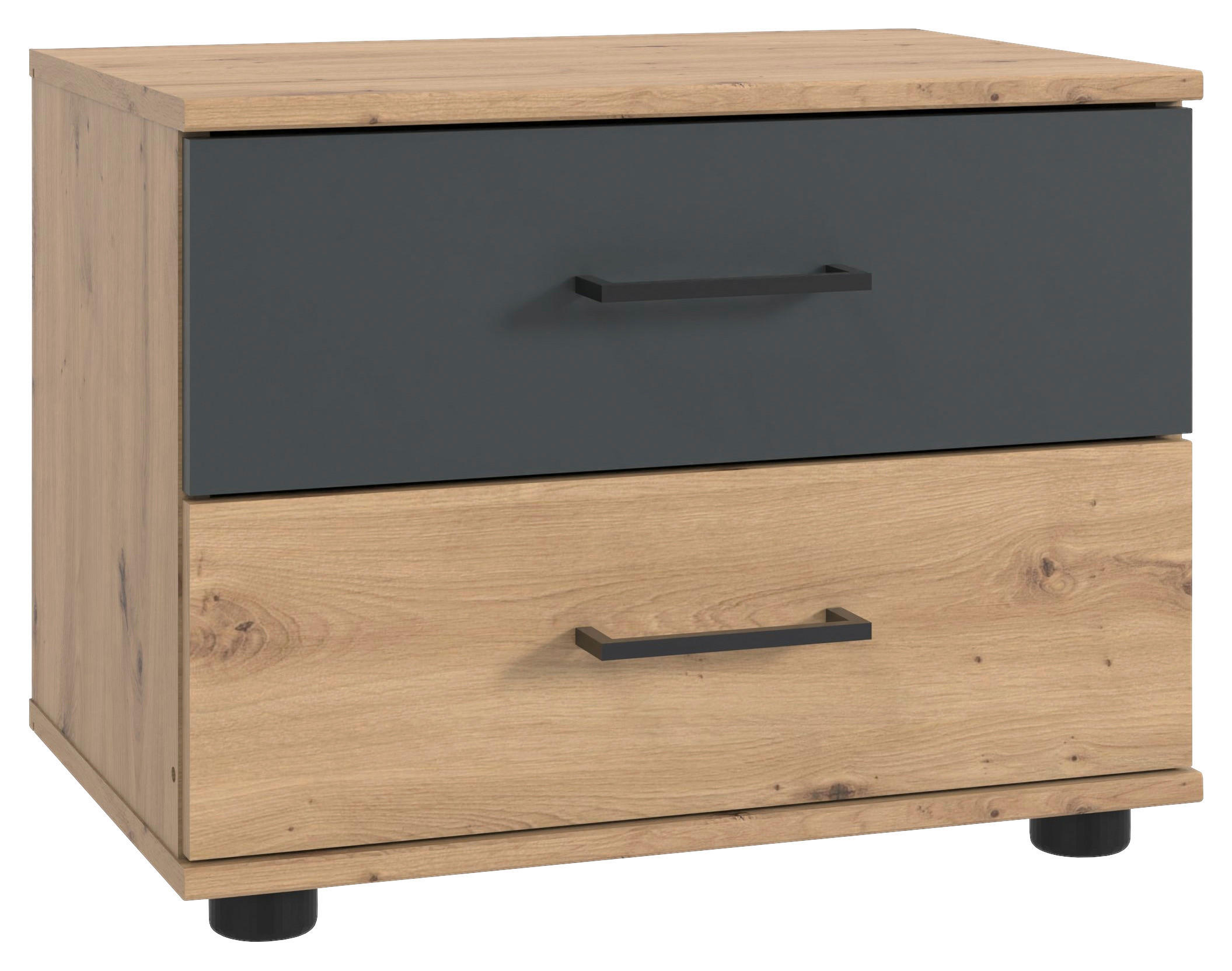 NACHTTISCH 52/40/38 cm  Graphitfarben, Eiche Artisan  - Schwarz/Graphitfarben, Konventionell, Holzwerkstoff/Kunststoff (52/40/38cm) - Carryhome