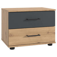 SÄNGBORD i grafitfärgad, ek Artisan  - grafitfärgad/svart, Klassisk, trämaterial/plast (52/40/38cm) - Carryhome