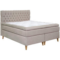 KONTINENTALSÄNG 160/200 cm  i beige  - beige/naturfärgad, Klassisk, metall/trä (160/200cm) - Cassando