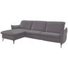 ECKSOFA in Lederlook (vegan) Grau  179/233 cm  - Grau/Nickelfarben, MODERN, Textil/Metall (179/233cm) - Livetastic