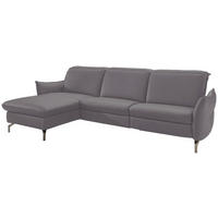 ECKSOFA in Lederlook (vegan) Grau  179/233 cm  - Grau/Nickelfarben, MODERN, Textil/Metall (179/233cm) - Livetastic