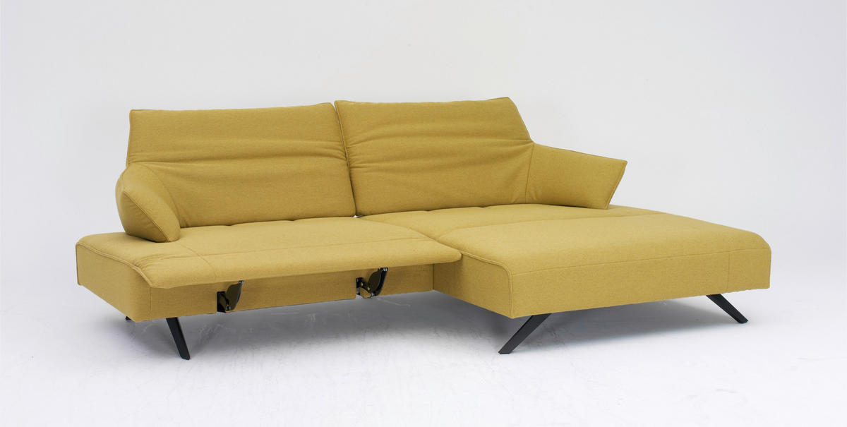 ECKSOFA in Struktur Currygelb  - Currygelb/Anthrazit, Design, Textil/Metall (276/165cm) - Himolla