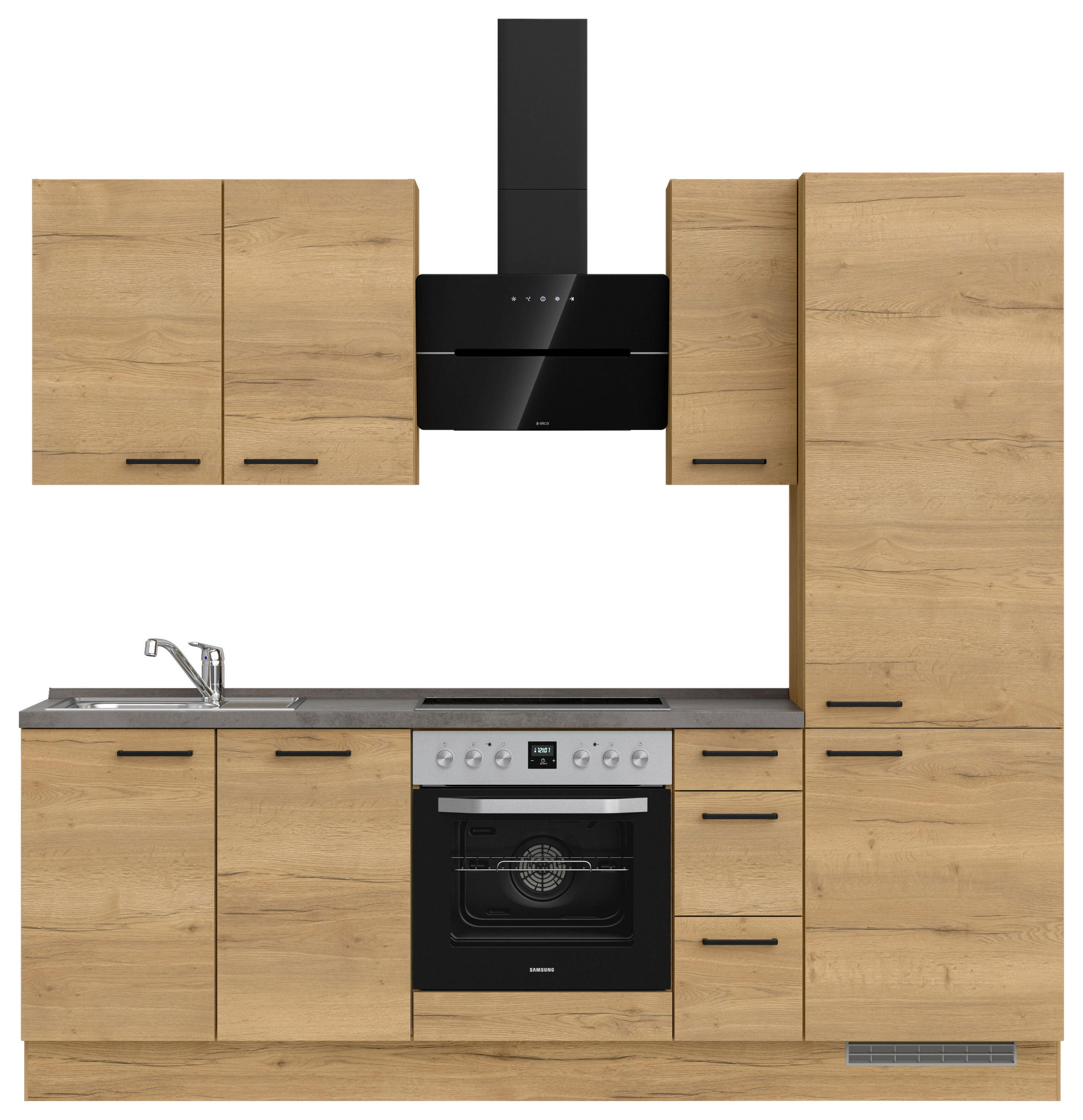 KÜCHENBLOCK 240 cm   in Eichefarben, Schieferfarben  - Schieferfarben/Eichefarben, MODERN, Holzwerkstoff/Metall (240cm) - Nobilia