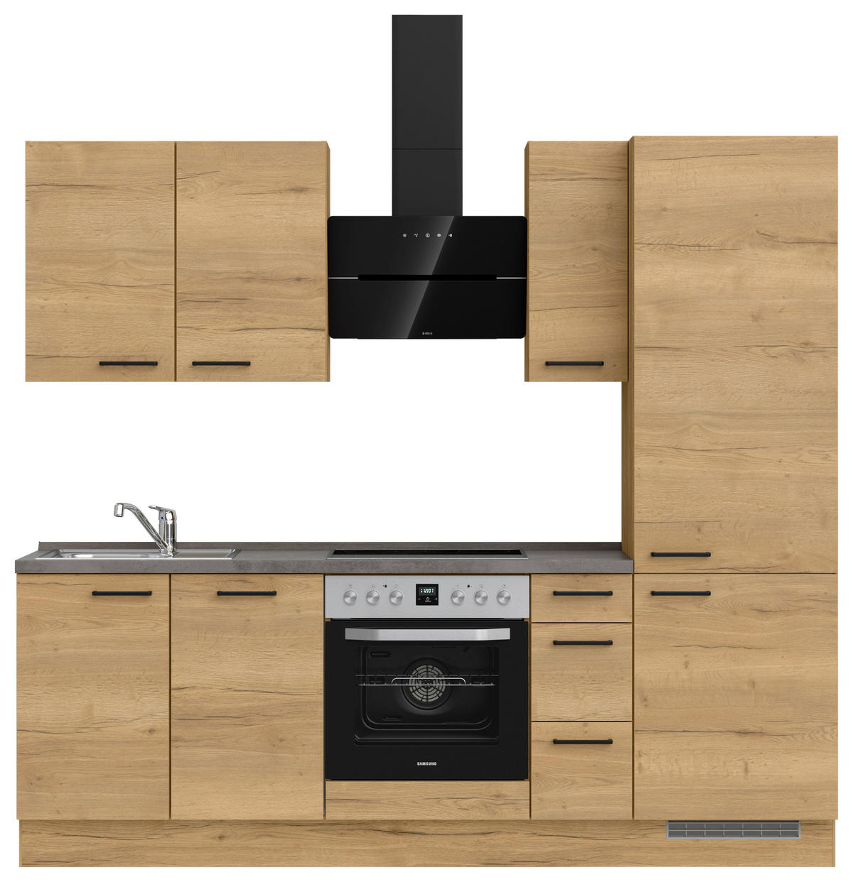 KÜCHENBLOCK 240 cm   in Eichefarben, Schieferfarben  - Schieferfarben/Eichefarben, MODERN, Holzwerkstoff/Metall (240cm) - Nobilia