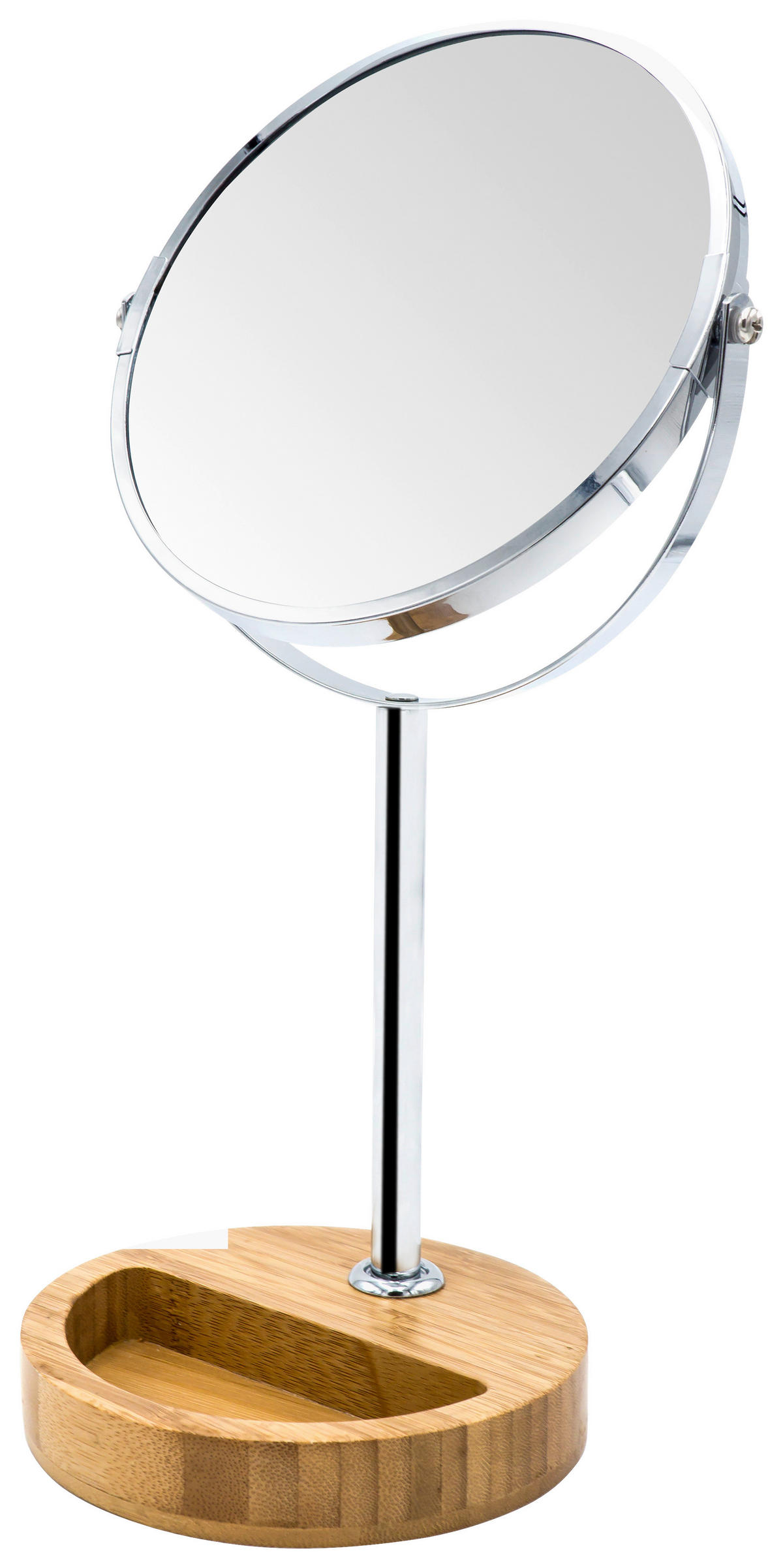 KOZMETICKÉ ZRKADLO, 14/35,5/18,5 cm - chrómová, Basics, kov/drevo (14/35,5/18,5cm) - Sadena