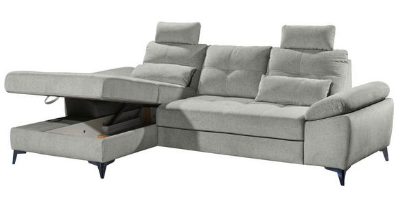 ECKSOFA Hellgrau Mikrovelours  - Chromfarben/Hellgrau, KONVENTIONELL, Kunststoff/Textil (170/270cm) - Carryhome