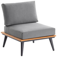 LOUNGESESSEL Anthrazit, Teakfarben Teakholz massiv Aluminium  - Anthrazit/Grau, Basics, Holz/Textil (76/80/81cm)