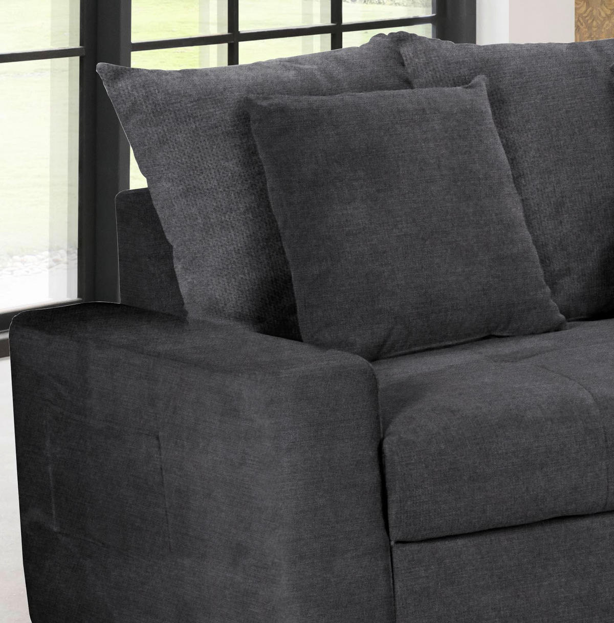 ECKSOFA in Mikrofaser Dunkelgrau  293/164 cm  - Dunkelgrau/Silberfarben, MODERN, Holz/Textil (293/164cm) - MID.YOU