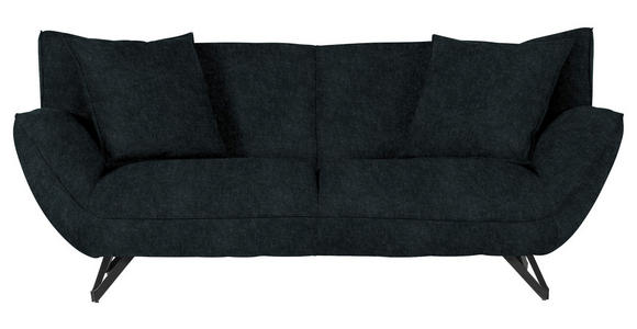 3-SITZER-SOFA in Samt Anthrazit  - Anthrazit/Schwarz, Design, Textil/Metall (203/90/95cm) - Carryhome