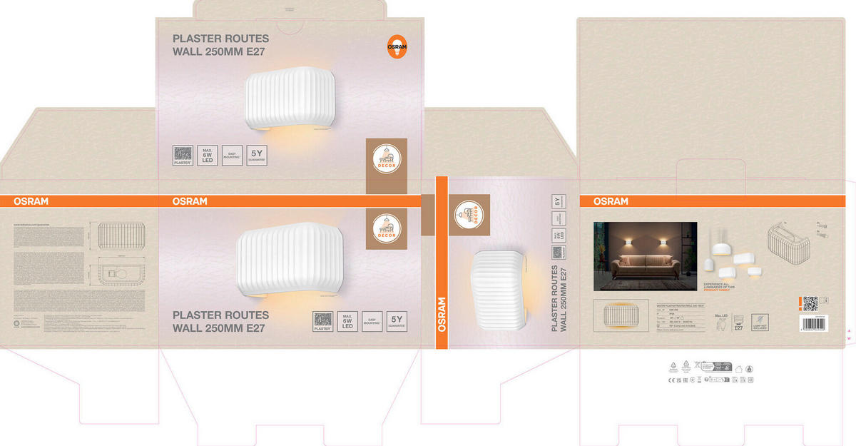 WANDLEUCHTE 25/11/15 cm   - Weiß, Basics, Stein (25/11/15cm) - Osram