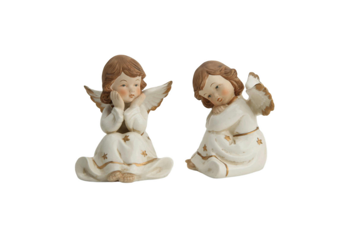ÎNGER DECORATIV - alb/auriu, Lifestyle, ceramică (10,3/12/10,1cm) - X-Mas