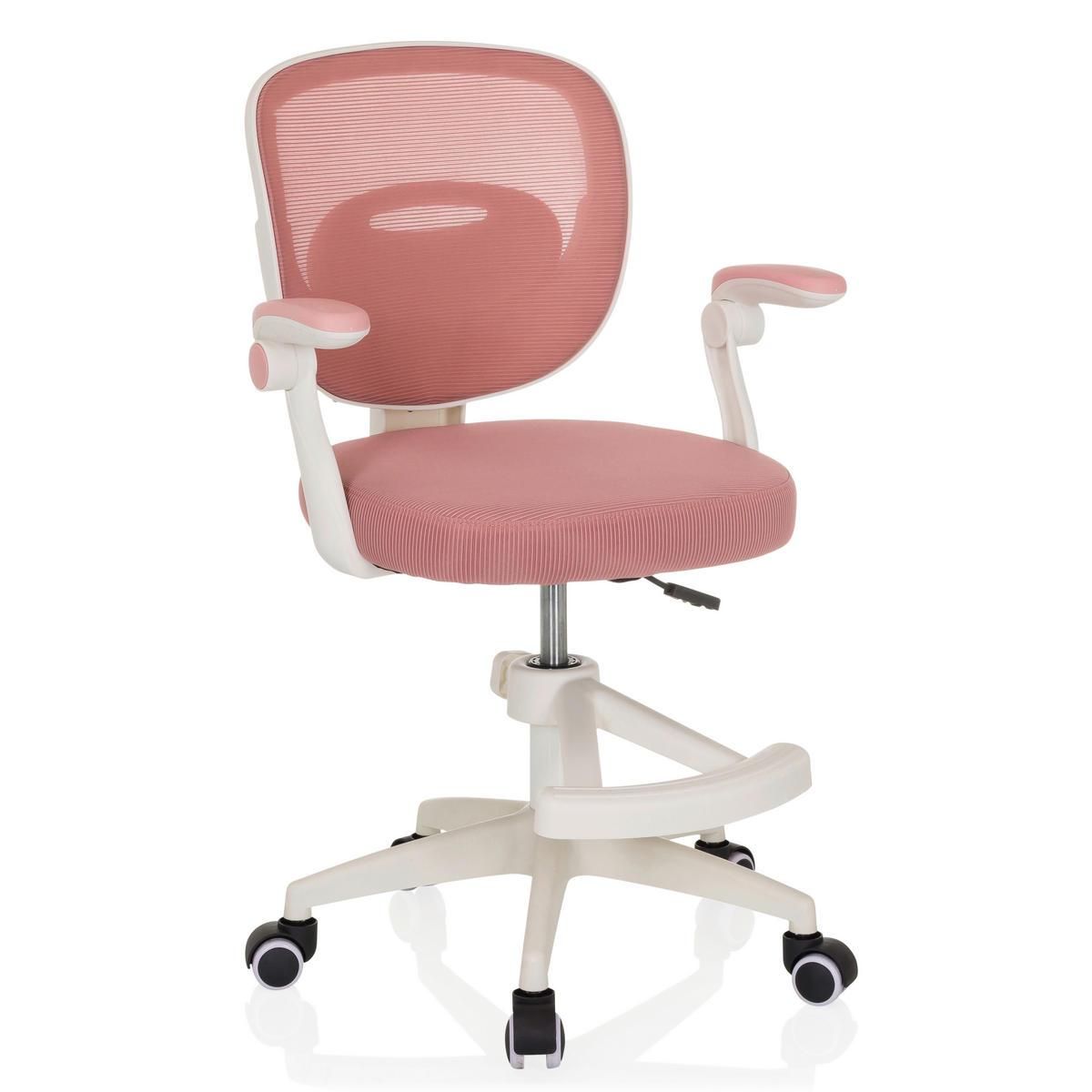 OTOČNÁ ŽIDLE PRO MLÁDEŽ, síťovina, růžová - bílá/růžová, Moderní, textil/plast (61/84-97/55cm) - MID.YOU
