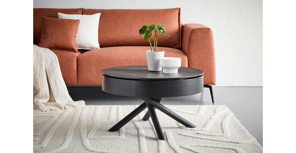 COUCHTISCH ESG 73.5/73,5/42 cm rund Schwarz, Bronzefarben - Schwarz/Bronzefarben, Design, Glas/Keramik (73.5/73,5/42cm) - Novel