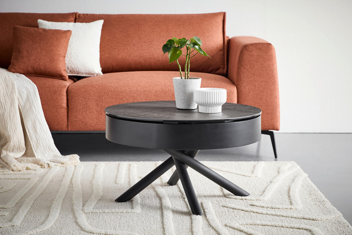 COUCHTISCH ESG 73.5/73,5/42 cm rund Schwarz, Bronzefarben  - Schwarz/Bronzefarben, Design, Glas/Keramik (73.5/73,5/42cm) - Novel