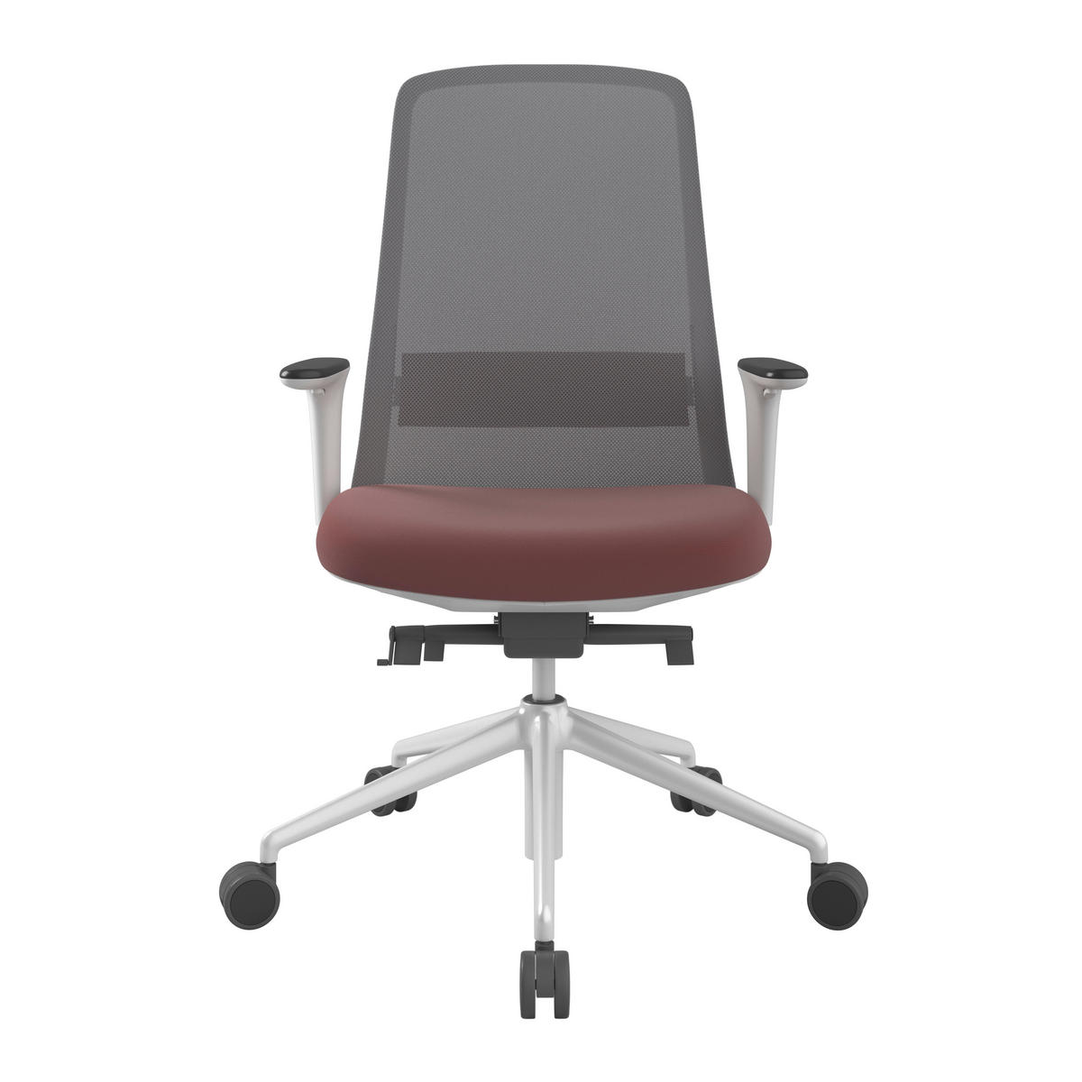 DREHSTUHL Grau, Weiß, Dunkelrot  - Weiß/Grau, MODERN, Leder/Kunststoff (70/103-115/70cm)
