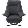 RELAXSESSEL in Leder Dunkelgrau  - Dunkelgrau/Beige, Design, Leder/Metall (92/79/82cm) - Dieter Knoll