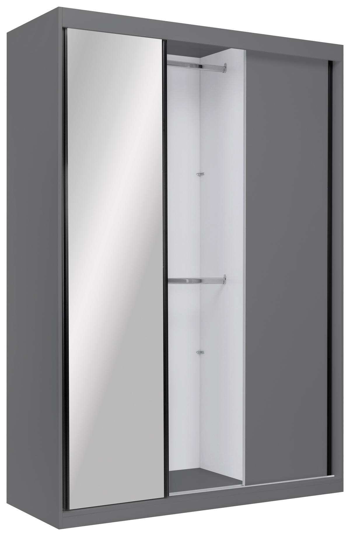 SCHIEBETÜRENSCHRANK 150/215/59,5 cm 3-türig  - Schwarz/Graphitfarben, MODERN, Holzwerkstoff/Metall (150/215/59,5cm) - MID.YOU