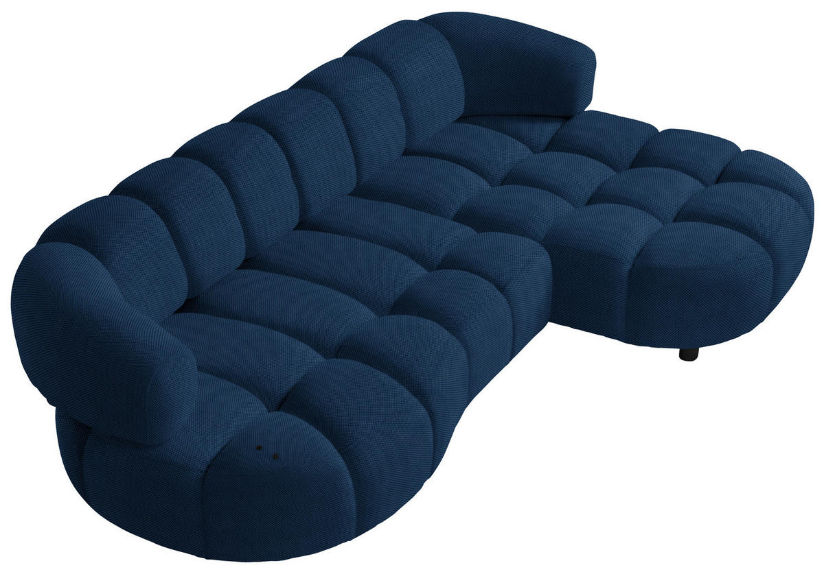 ECKSOFA in Webstoff Royalblau  284/183 cm  - Royalblau/Schwarz, Design, Holz/Textil (284/183cm) - Welnova