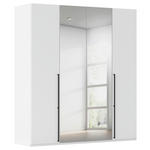 DREHTÜRENSCHRANK 201/223/61 cm,  in Weiß, 4-türig  - Chromfarben/Schwarz, Basics, Glas/Holzwerkstoff (201/223/61cm) - Novel