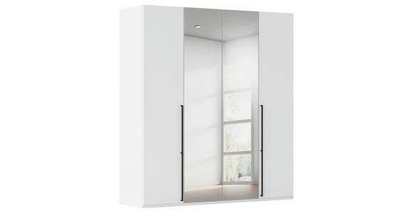 DREHTÜRENSCHRANK 201/235/61 cm,  in Weiß, 4-türig  - Chromfarben/Schwarz, Basics, Glas/Holzwerkstoff (201/235/61cm) - Novel