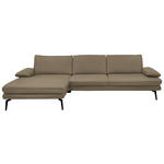 ECKSOFA Beldomo Premium in Echtleder Beige  180/310 cm  - Beige/Schwarz, Design, Leder/Metall (180/310cm) - Dieter Knoll