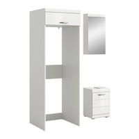 BADEZIMMER 3-teilig  in 121 cm  - Weiß Hochglanz/Silberfarben, Trend, Glas/Holzwerkstoff (121cm) - MID.YOU