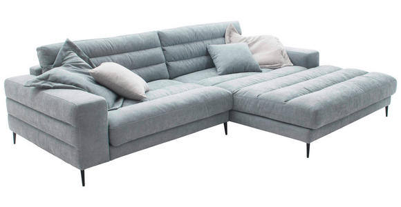 ECKSOFA Hellblau Flachgewebe  - Schwarz/Hellblau, Design, Textil/Metall (296/207cm) - Dieter Knoll