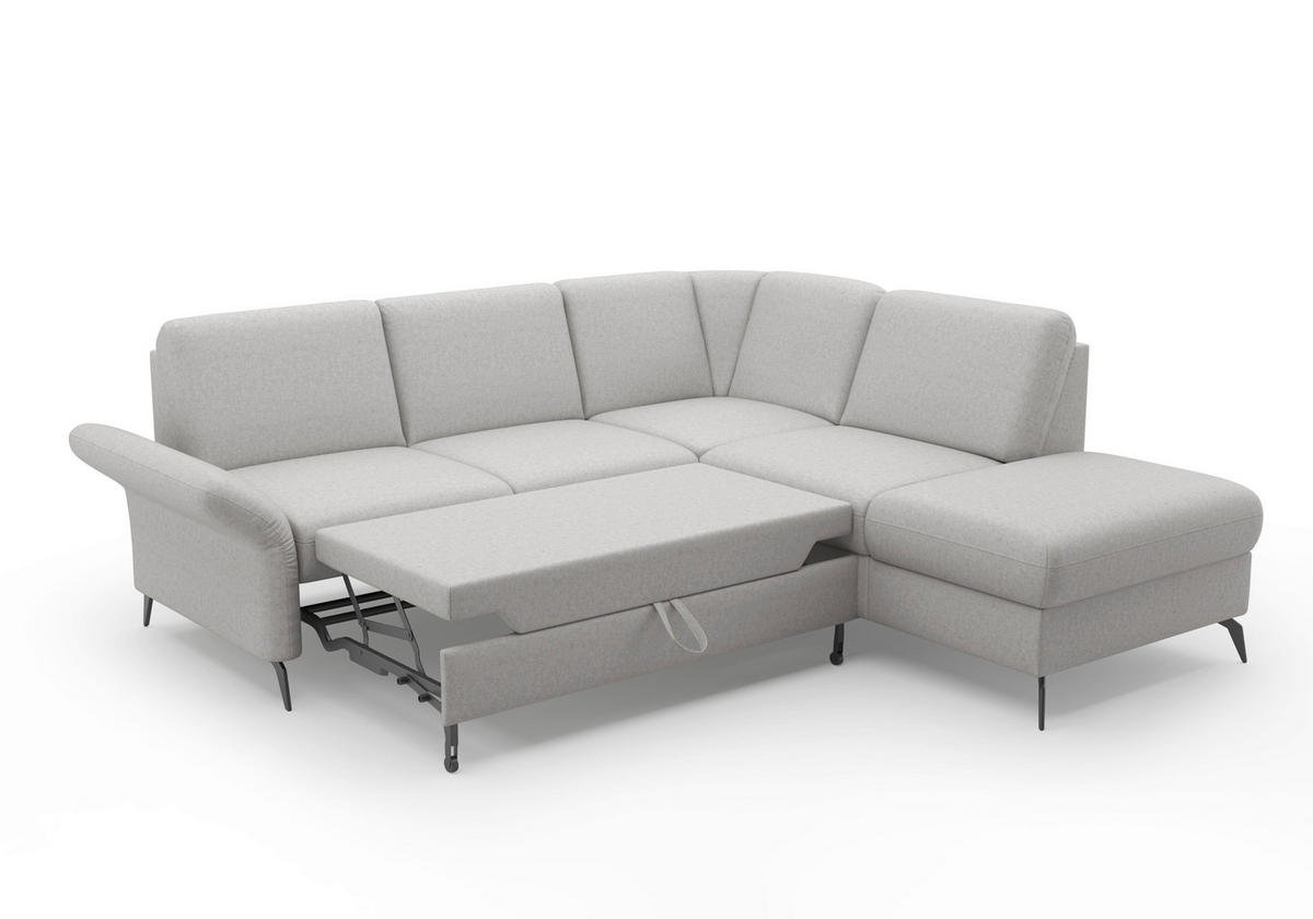 ECKSOFA ROCHELLE E Hellgrau Flachgewebe  - Hellgrau/Schwarz, KONVENTIONELL, Textil/Metall (240/216cm) - Sit & More