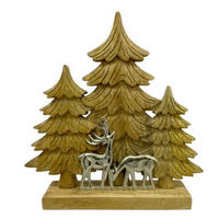 DEKOBAUM - Silberfarben/Braun, Natur, Holz/Metall (26/28/5cm) - X-Mas