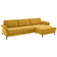 ECKSOFA  in Chenille, Flachgewebe Currygelb  316/175 cm  - Currygelb/Schwarz, Design, Textil/Metall (316/175cm) - Dieter Knoll