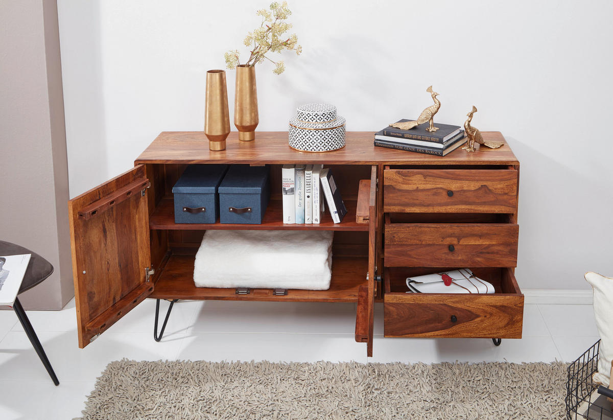 SIDEBOARD  in 145/75/40 cm  - Sheeshamfarben/Schwarz, Design, Holz/Metall (145/75/40cm) - MID.YOU