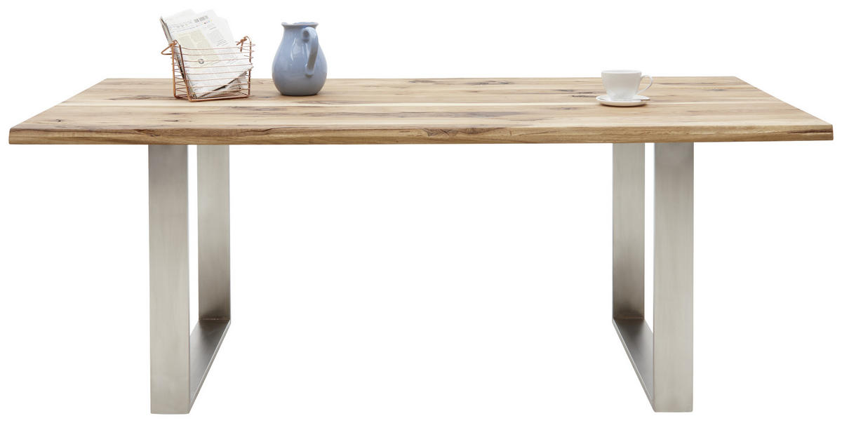 ESSTISCH in Holz, Metall 200/100/77 cm  - Edelstahlfarben/Eichefarben, Natur, Holz/Metall (200/100/77cm) - Voleo
