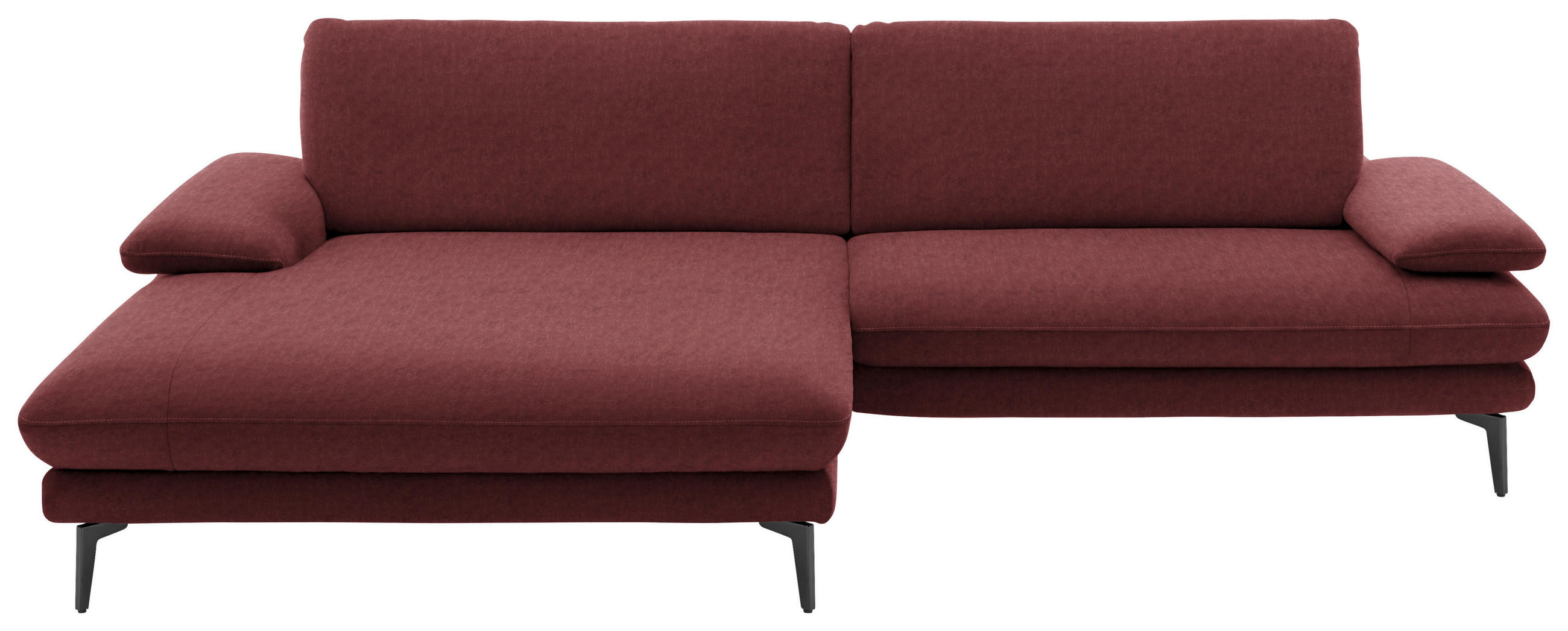 ECKSOFA in Velours Weinrot  - Weinrot/Schwarz, Design, Textil/Metall (184/284cm) - Dieter Knoll