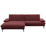 ECKSOFA  in Velours Weinrot  184/284 cm  - Weinrot/Schwarz, Design, Textil/Metall (184/284cm) - Dieter Knoll