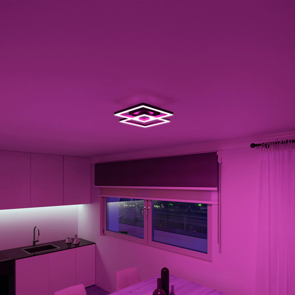 LED-DECKENLEUCHTE  Smart 44/7,8/44 cm   - Schwarz, Design, Metall (44/7,8/44cm) - Tint