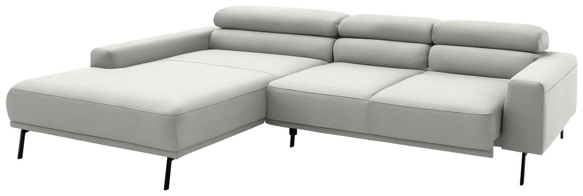 ECKSOFA Cord Greige  - Greige/Schwarz, Design, Textil/Metall (215-217/293cm) - Schöner Wohnen