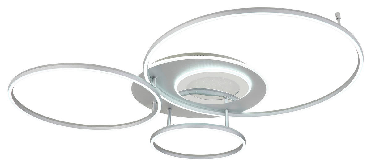 LED-DECKENLEUCHTE Johnson 116,6/86,4/13 cm  - Silberfarben/Opal, Design, Kunststoff/Metall (116,6/86,4/13cm) - Globo