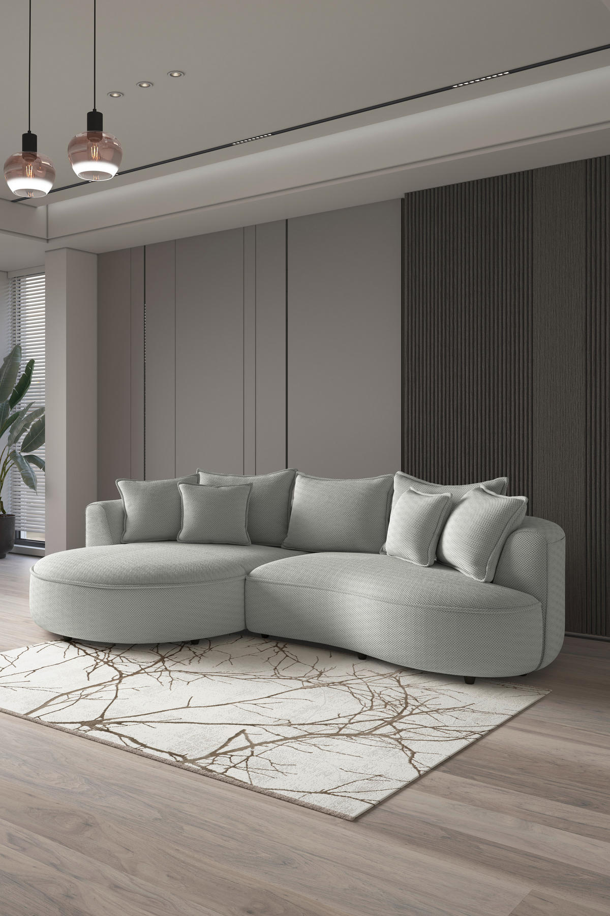 ECKSOFA LEVI Jadegrün Velours, Struktur  - Jadegrün/Schwarz, MODERN, Kunststoff/Textil (168/287cm) - Livetastic