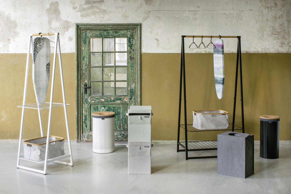 PRÁDELNÍ KOŠ - bílá, Design, kov/kompozitní dřevo (38/63,5/38cm) - Brabantia